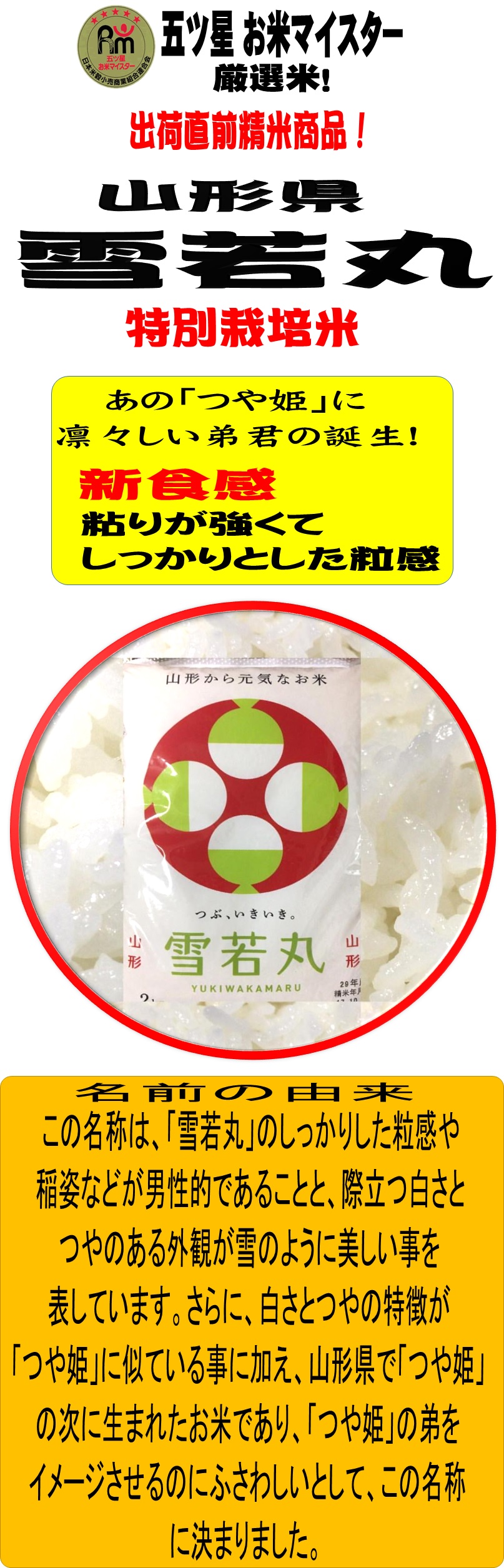 雪若丸（玄米1kg）　特別栽培米　山形県産　令和5年産　宝米本舗